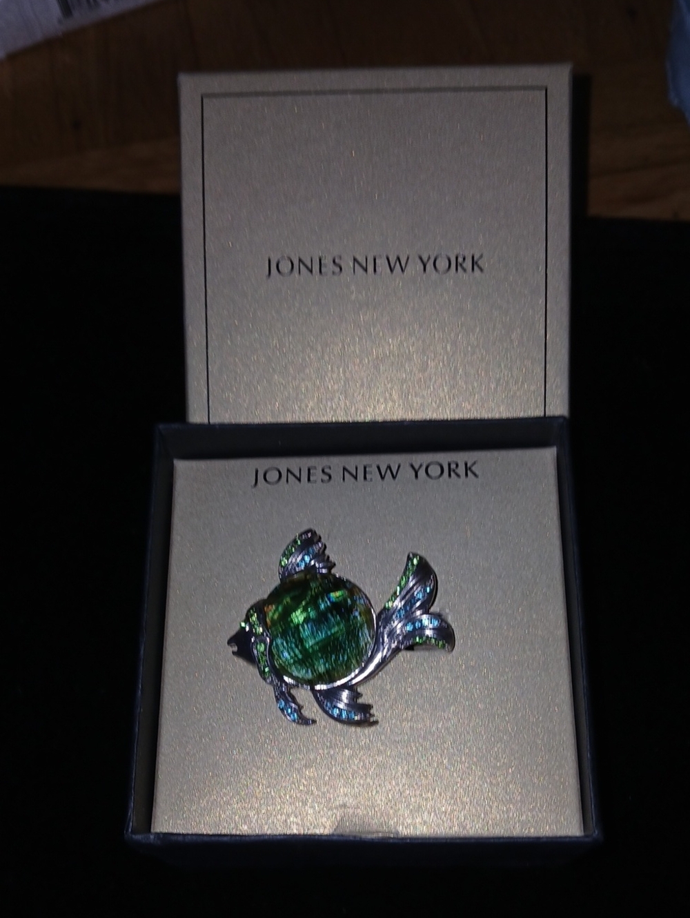 Jones New York Iridescent Green Abalone Fish Brooch